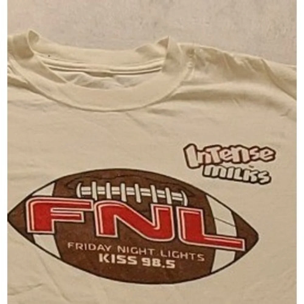 Intense Milks Friday Night Lights KISS 98.5‎ Long Sleeve Graphic T-Shirt White L